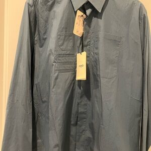 Fendi Blue Lightweight Shirt Jacket